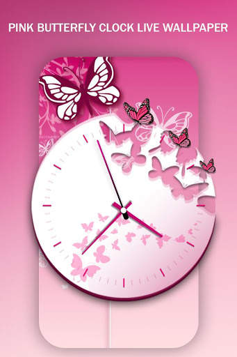 Pink Butterfly Clock Live Wallpaper screenshot 2