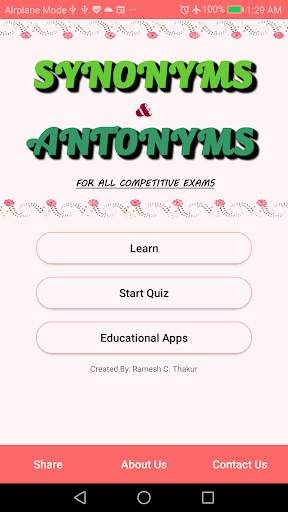 Synonyms Antonyms with Quiz скриншот 1