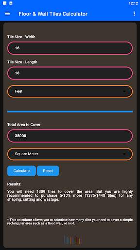Floor & Wall Tiles Calculator скриншот 10