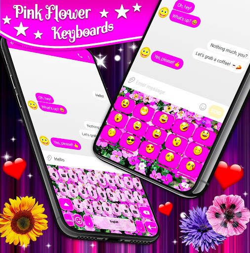 Pink Flowers Keyboard 🌺 Spring Girly Theme स्क्रीनशॉट 1