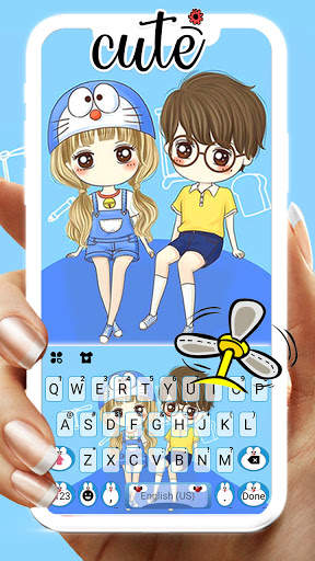 Cartoon Couple Love Keyboard B screenshot 1