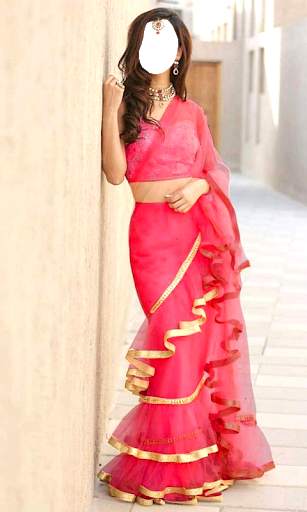 Women Ruffle Saree Photo Suit screenshot 12