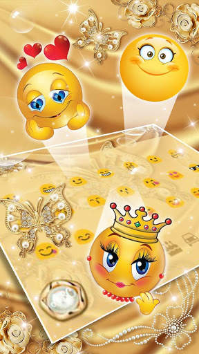 Luxurious Golden Silk Butterfly Keyboard Theme screenshot 3
