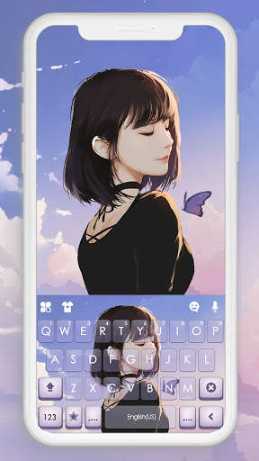 คีย์บอร์ดพื้นหลัง Cute Butterfly Girl screenshot 1