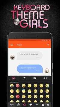 Pink Black Emoji Keyboard Theme for Girls screenshot 1