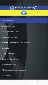 Wind of Change Lyrics App 1 تصوير الشاشة