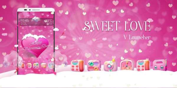 Sweet Love 3D V Launcher Theme 5 تصوير الشاشة
