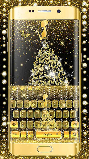Golden Butterfly Glitter Girl Keyboard स्क्रीनशॉट 1