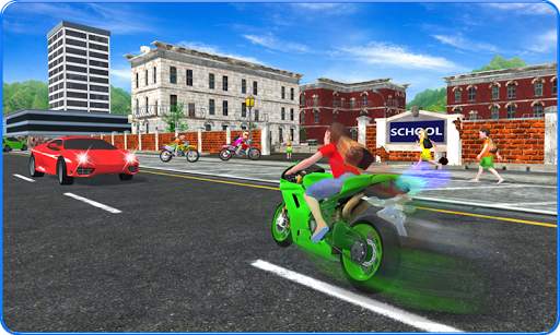 Kids School Highway Traffic Bike Racing screenshot 1