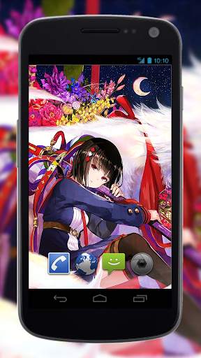 Anime Live Wallpaper of White Fox Girl screenshot 1