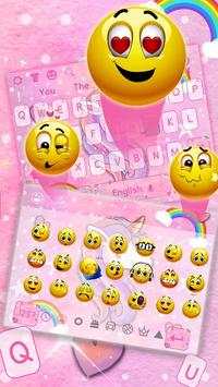 Pink Cute Romantic Rainbow Unicorn Keyboard Theme screenshot 3