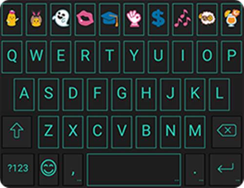 Blue Neon Emoji Keyboard Skin screenshot 5