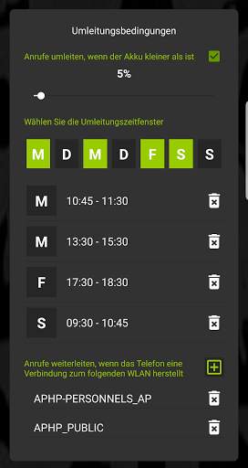 Intelligente Anrufweiterleitung(Zeitplan-Batterie) screenshot 2