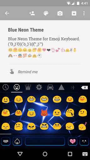 Blue Neon Emoji Keyboard Theme screenshot 2