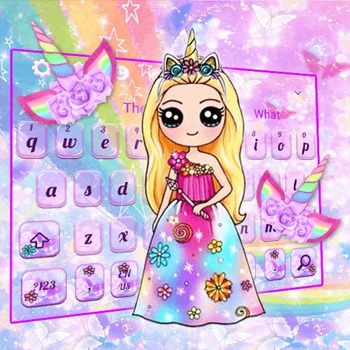 Cute Galaxy Unicorn Girl Keyboard Theme 10001002