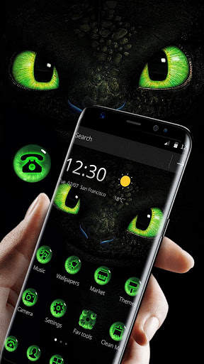 Green Dragon Eyes Theme 1 تصوير الشاشة