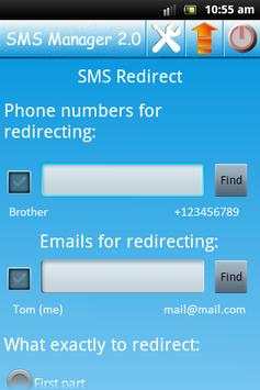 SMS Redirect via/to SMS/Email screenshot 1