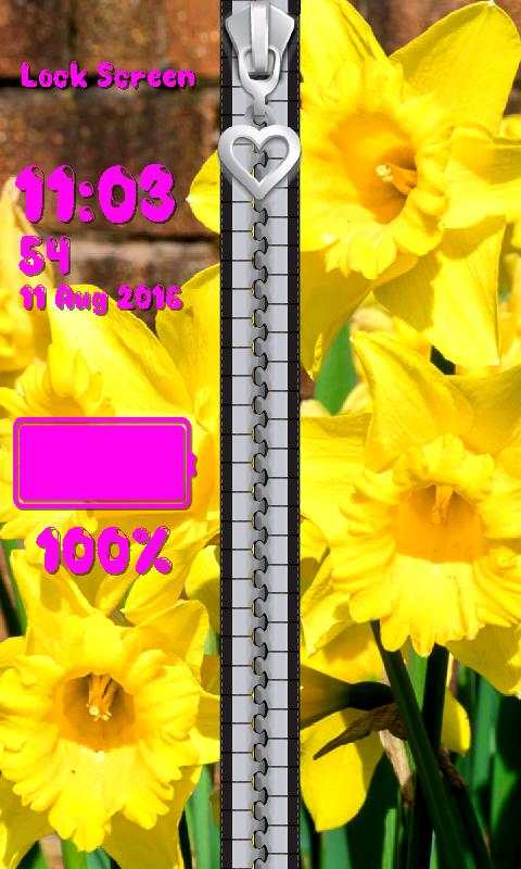 Zipper Lock Screen Daffodil screenshot 6