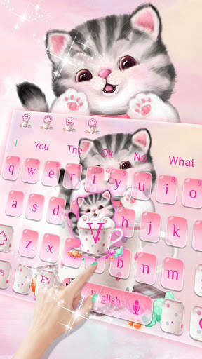 Cute Cup Cat Keyboard Theme screenshot 2