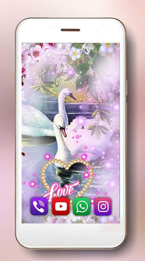 Swans Love Pink Live Wallpaper screenshot 2