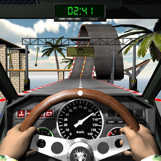 Rennen mit Tricks am Auto. Fahrsimulator icon