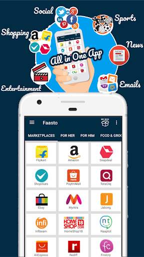 All in One Shopping, Recharge, News, Email, Social screenshot 1