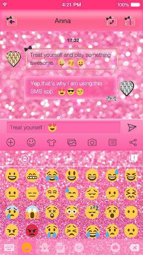 Pink Glitter Keyboard Theme स्क्रीनशॉट 1