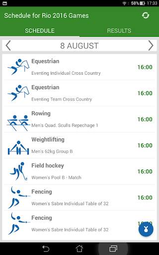 Schedule for Rio 2016 Games screenshot 6
