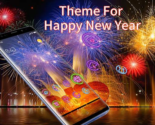 Happy New Year Theme With Firework Wallpaper screenshot 1