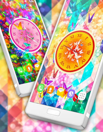 Butterfly Analog Clock 🦋 HD Live Wallpaper screenshot 4