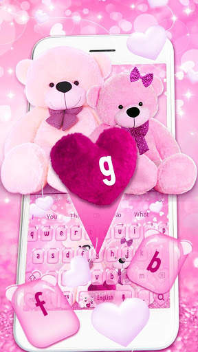 Pink Sparkling Teddy Bear Keyboard स्क्रीनशॉट 2