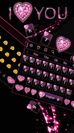 Pink Heart Diamond Keyboard screenshot 2