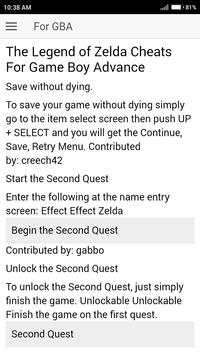 Cheat Code for Legend of Zelda screenshot 3