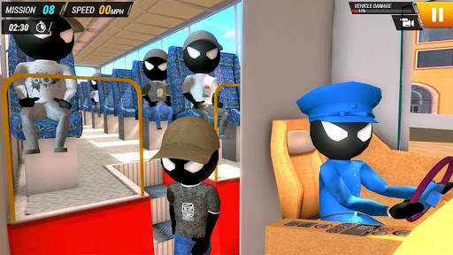 Stickman - Bus Driving Simulator 2019 Free screenshot 4