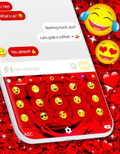 Red Rose Keyboard 🌹 Emoji Keyboard Themes स्क्रीनशॉट 2