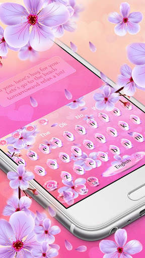 Pink Glass Sakura Keyboard Theme screenshot 2