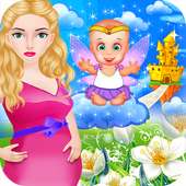 Mom give birth to an angel logo