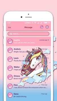 Cute Unicorn SMS Theme – Rainbow Unicorn Cartoon screenshot 2