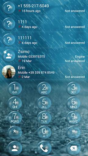 Dialer Bubble Rain Theme for Drupe and ExDialer screenshot 1