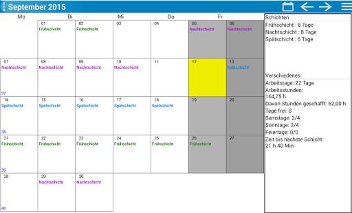 Verdienst Schicht Planer Lite screenshot 9
