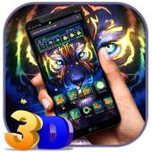 Neon Tiger Glass Tech Theme 🐅 on 9Apps