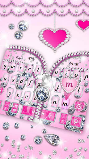 Pink Diamond Zipper Keyboard Theme screenshot 2