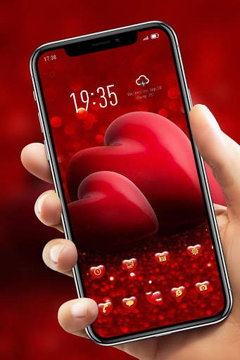 Red shining 3d theme effect love Galaxy M20 screenshot 4