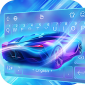 Cool Neon Blue Sports Car Keyboard Theme icon