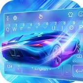 Cool Neon Blue Sports Car Keyboard Theme 6.6.5.2019