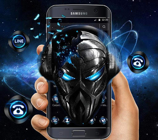 Blue Tech Metallic Skull Theme screenshot 2
