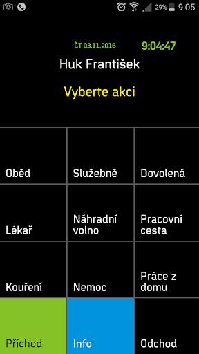 Evidence docházky Aktion screenshot 2
