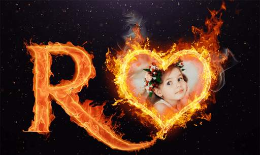Fire Text Photo Frame : Flaming Text & Alphabets screenshot 2
