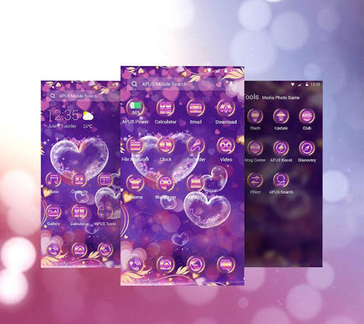 Purple Love Flower- APUS Launcher Free Theme screenshot 1