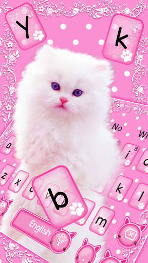 Cute Pink Kitty Keyboard Theme screenshot 1